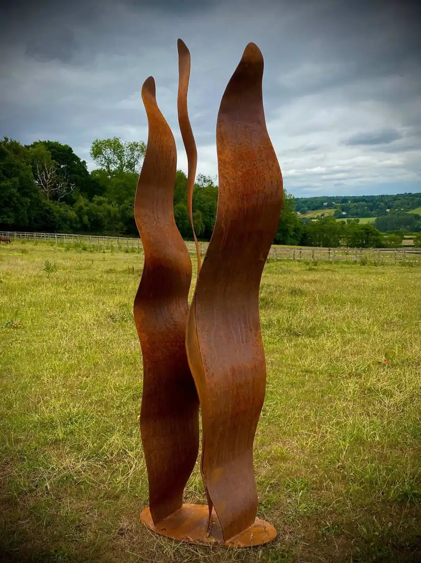 Reed Wave Flow Abstract Corten Steel Sculpture