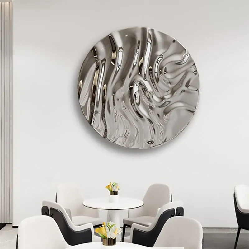Round Pleated Wall Stainless Steel Sculpture