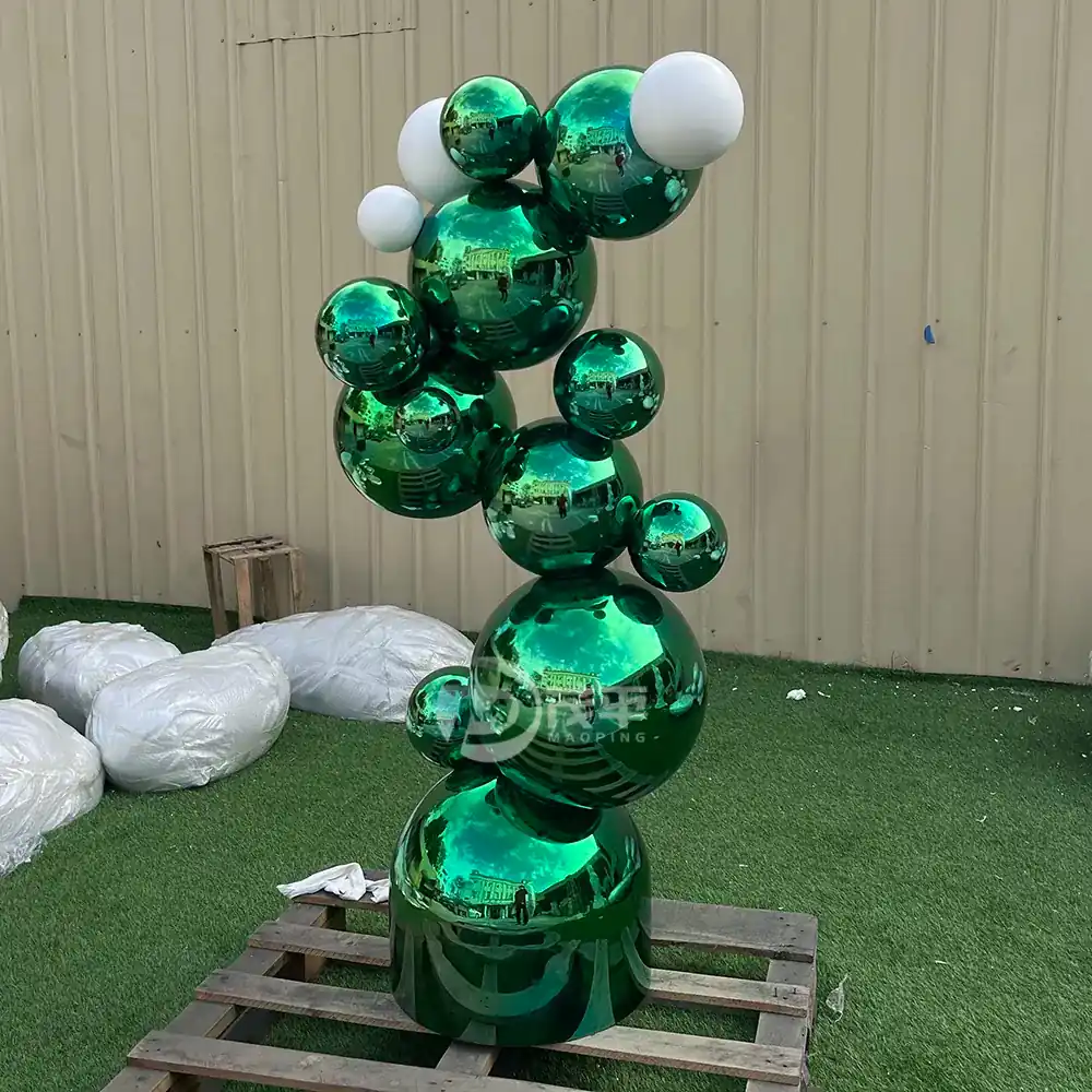 Stainless Steel Green Ball Sculpture