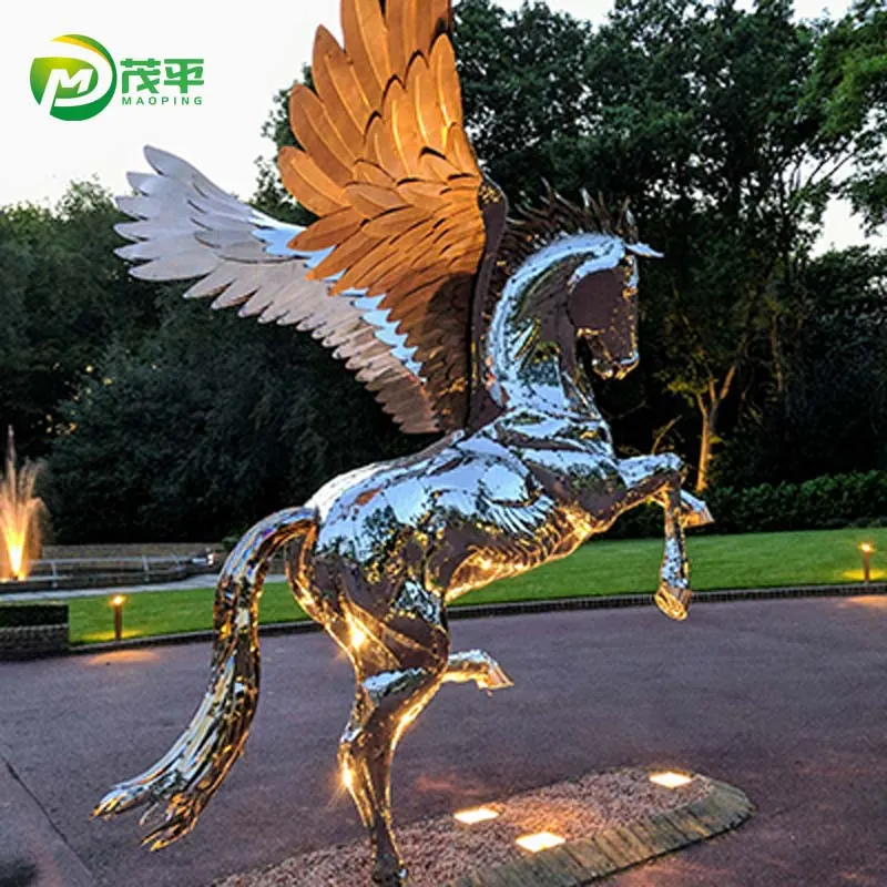 Pegasus Horse Stainless Steel Sculpture