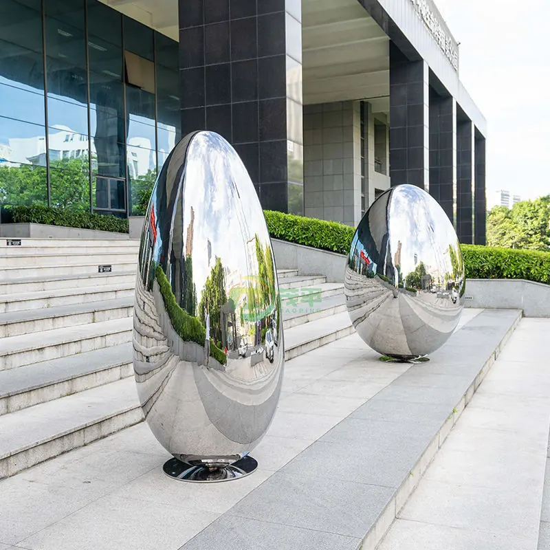Abstract Egg Stainless Steel Sculpture