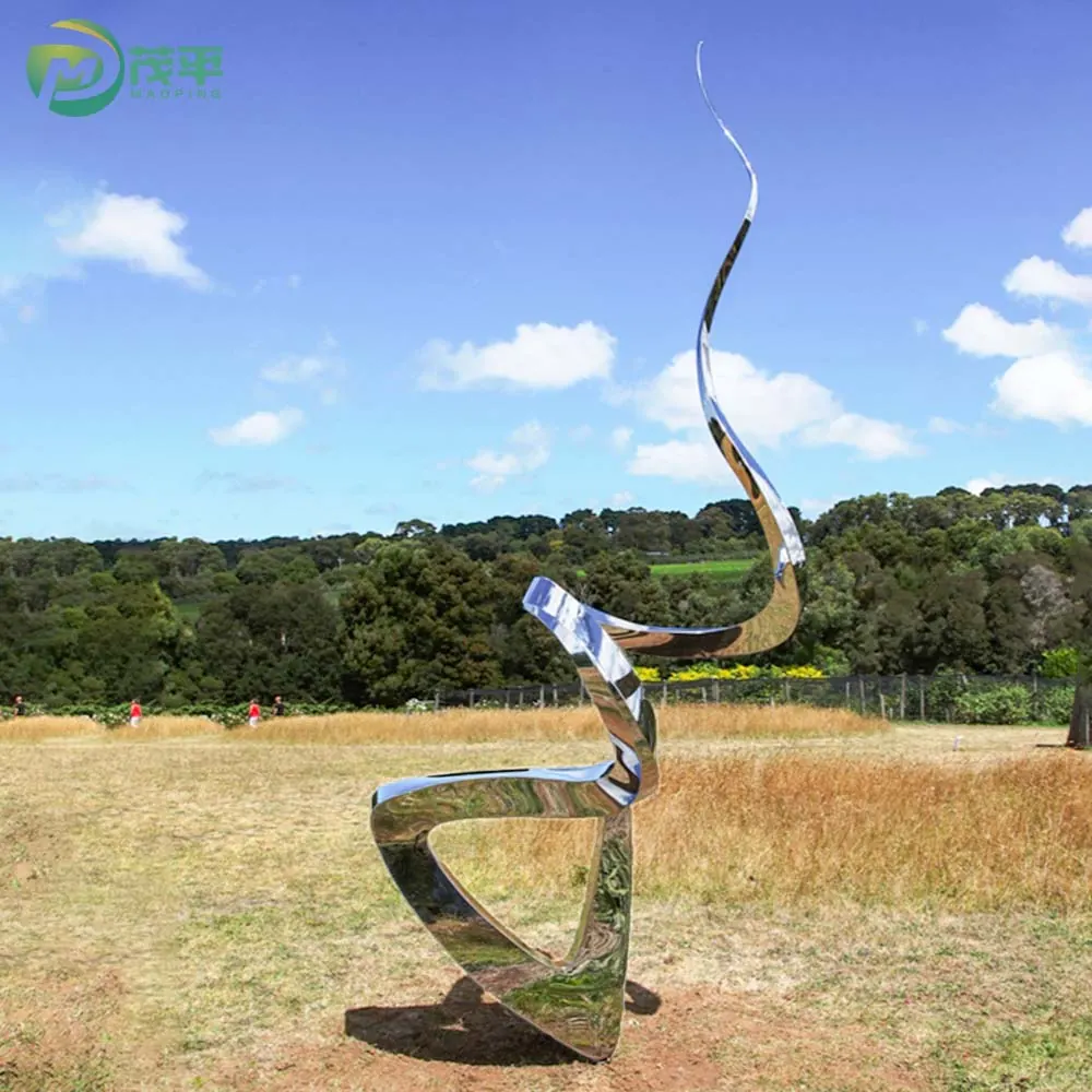 Abstract Ribbon Metal Stainless Steel Sculpture