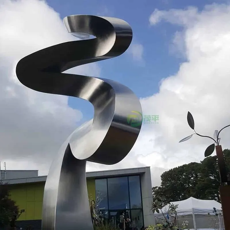 Abstract Curved Stainless Steel Sculpture