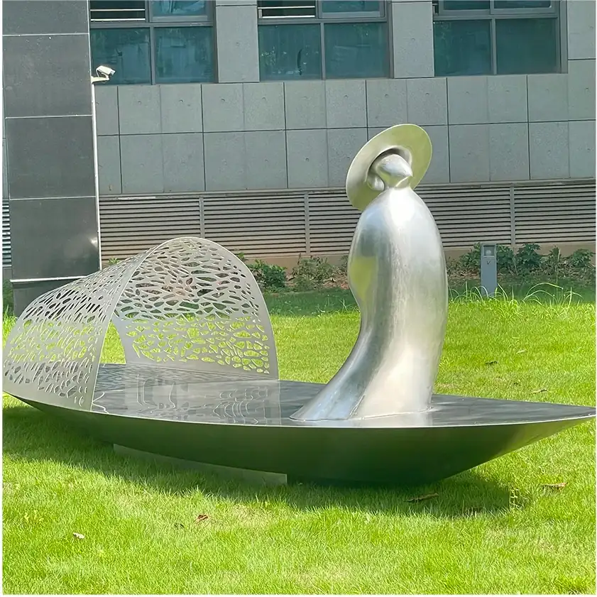 Boat Figure Stainless Steel Sculpture