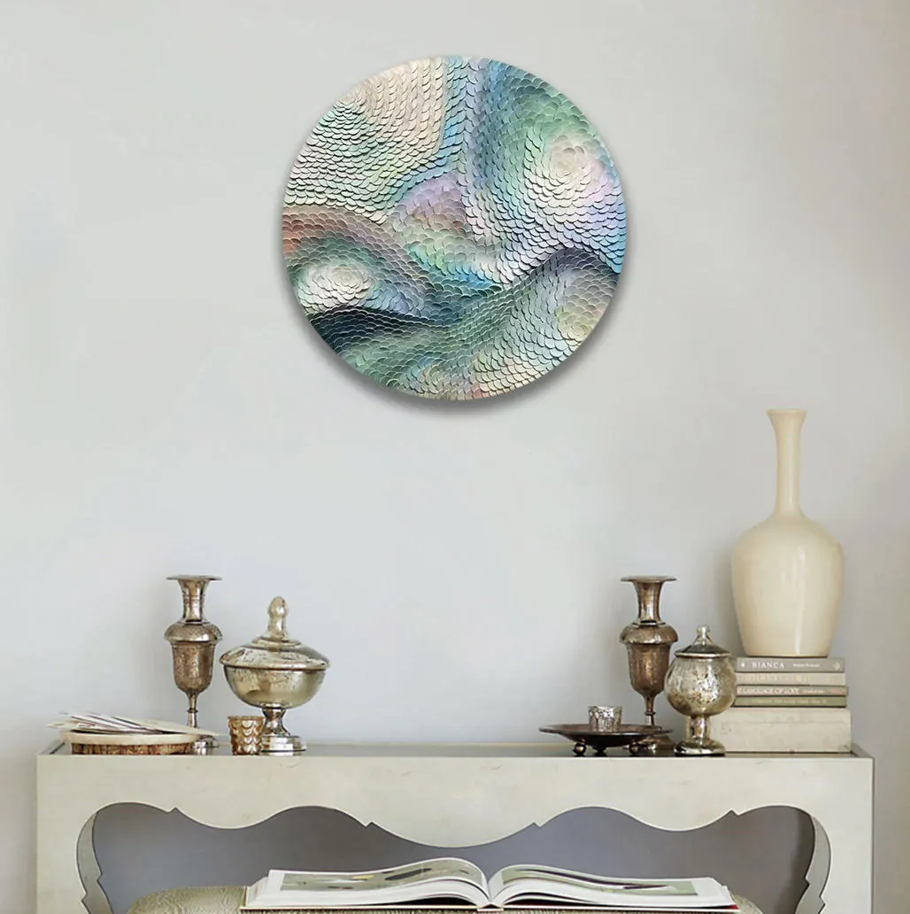 Colored Circles Decorate Wall Sculpture
