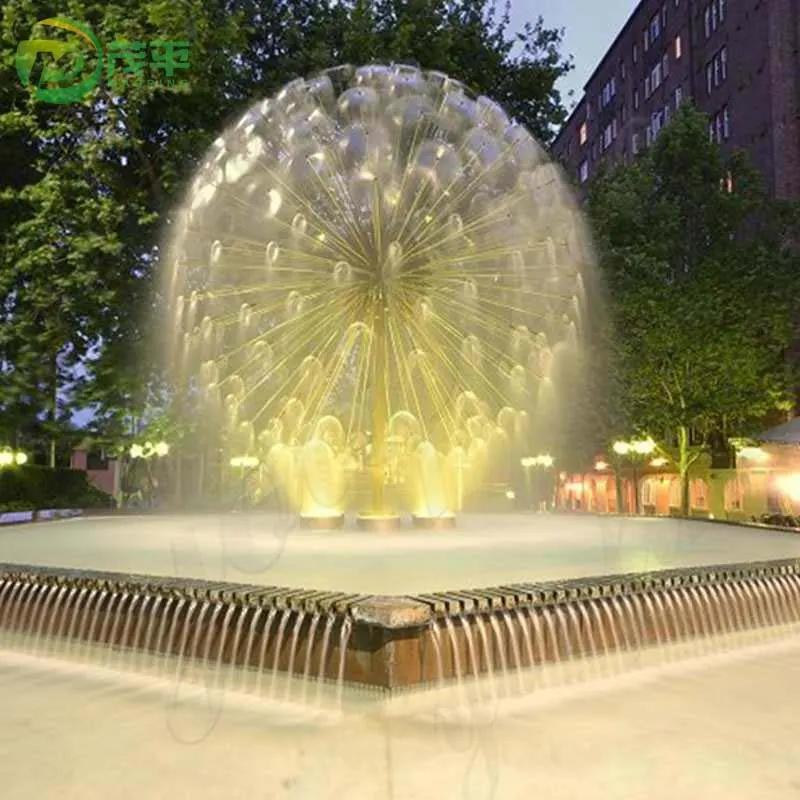 Dandelion Fountain sculpture in hotel garden