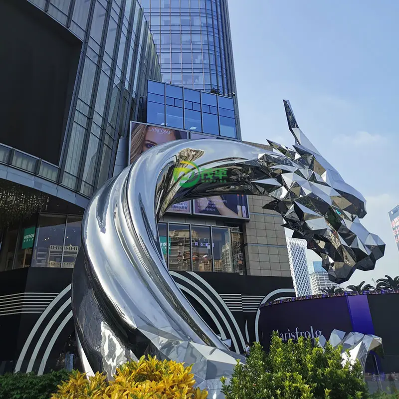 Polished Dragon Stainless Steel Sculpture