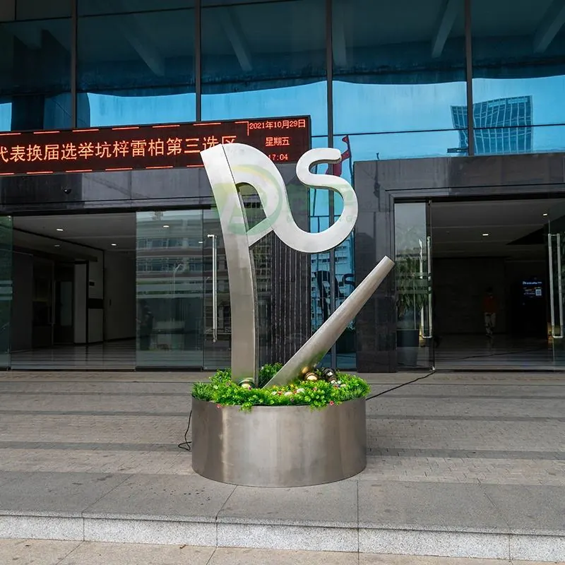 Fountain Harp Stainless Steel Sculpture