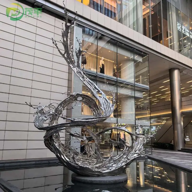 Large Metal Spray Stainless Steel Sculpture