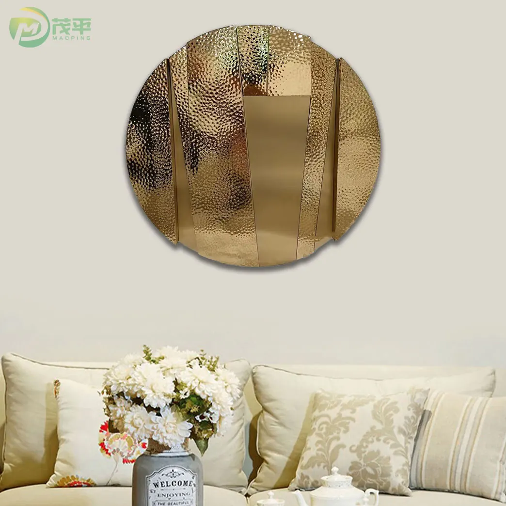 Gold Round Mirror Wall Sculpture