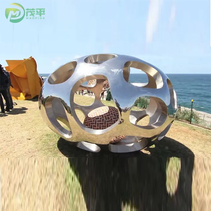 Stainless Steel Spherical hollow Metal Sculpture