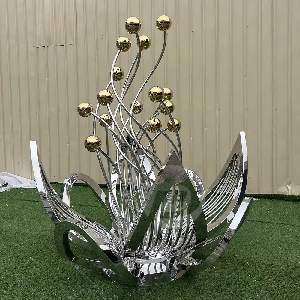Metal flower stainless steel sculpture