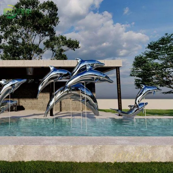 Mirror Polished Dolphin Stainless Steel Sculpture