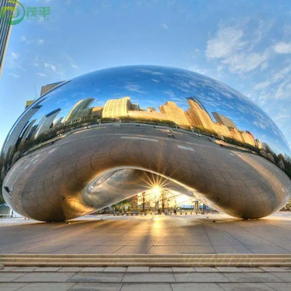 Modern Polished Bean Stainless Steel Sculpture