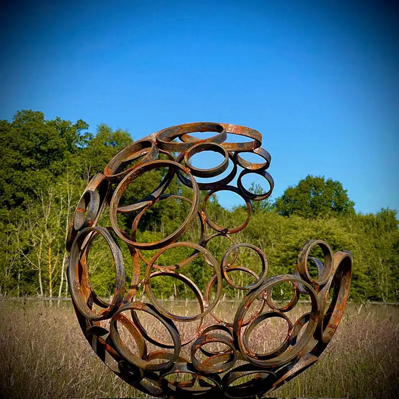 Moon Circle Sphere Corten Steel Sculpture