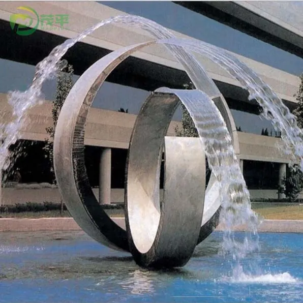 Outdoor Square Water Feature Stainless Steel Sculpture