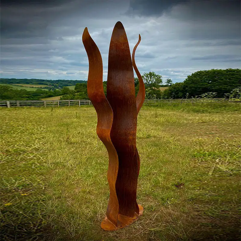 Reed Wave Flow Abstract Corten Steel Sculpture