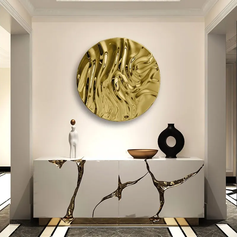 Round Pleated Wall Stainless Steel Sculpture