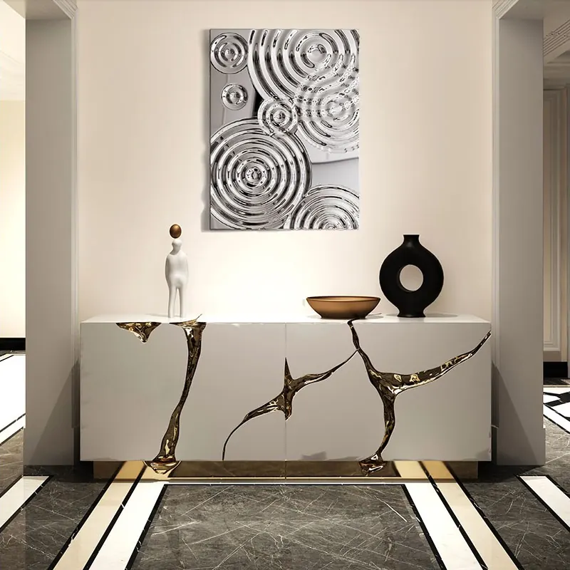 Square Corrugated Wall Stainless Steel Sculpture