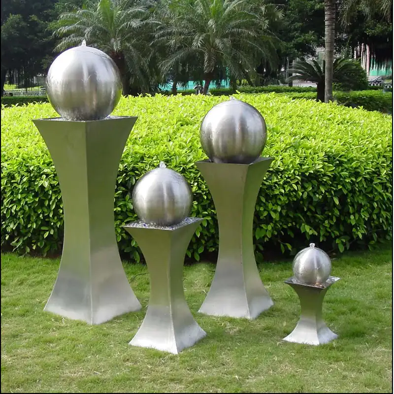 Table Fountain Brushed Stainless Steel Sphere