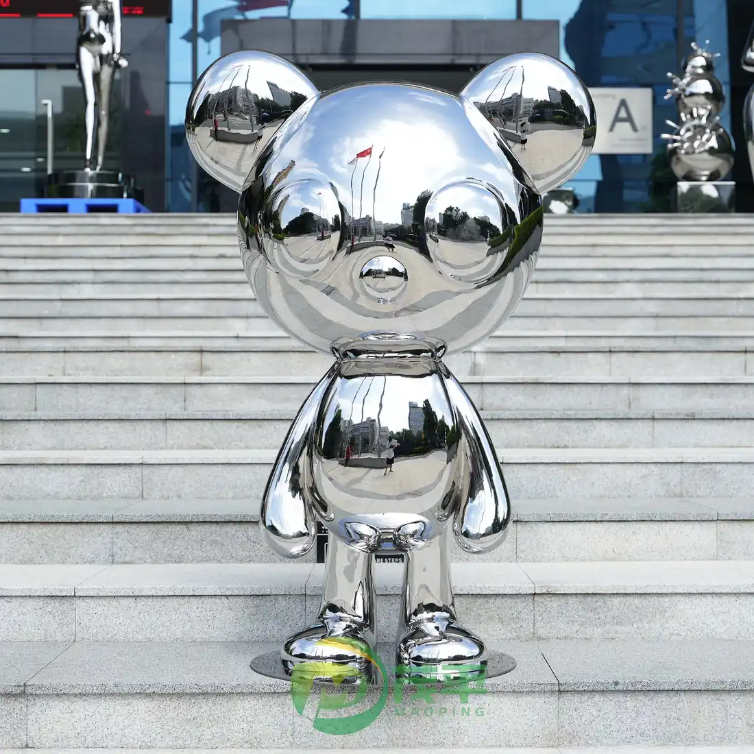 Cartoon Metal Bear Stainless Steel Sculpture