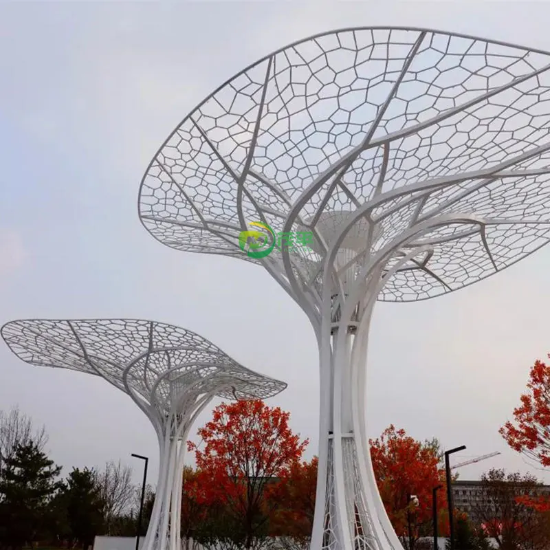 Tree Shape Hollow Leaf Stainless Steel Sculpture