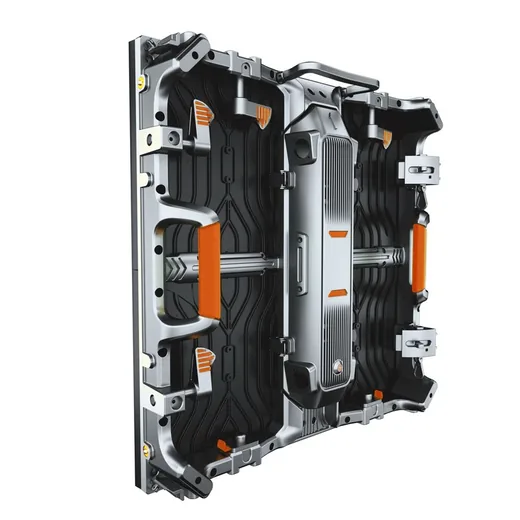 Side view of the H Series cabinet with angle adjustment mechanism for curved layouts