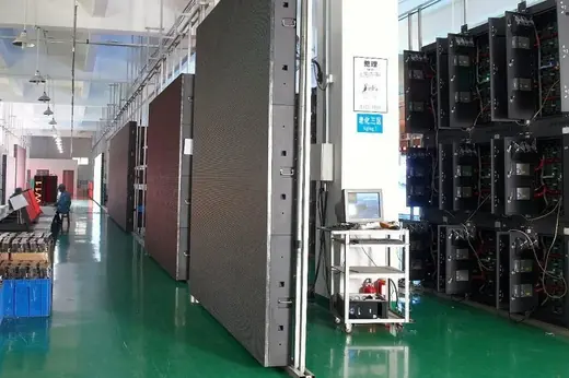 Screen installation test with the project cabinets built up as a complete wall