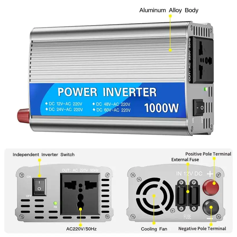 1000W 12v to 240v Power Inverter with Outside Fuses Universal/Brazil Socket detail 3