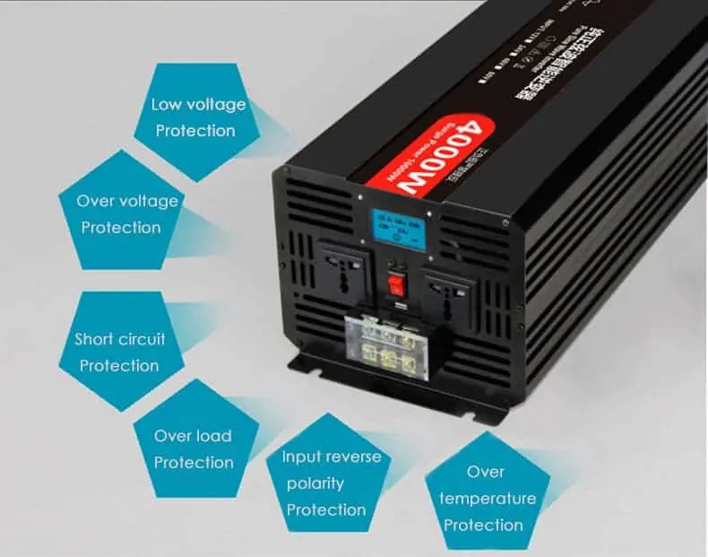 4000W DC 12V/24V/48V to AC 110V/220V Pure Sine Wave Power Inverter for Home with LCD Display view 4