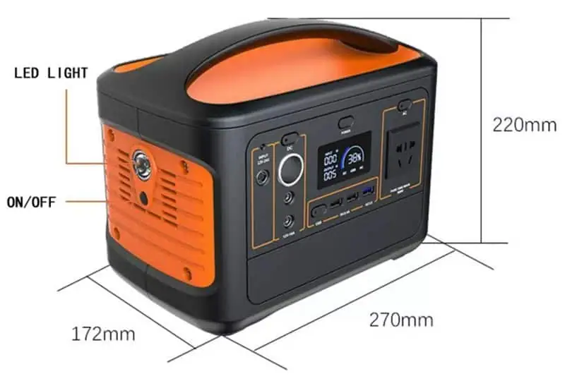 600W Pure Sine Wave Portable Power Station Power Generator with Li Battery QC 3.0 PD65W detail 10