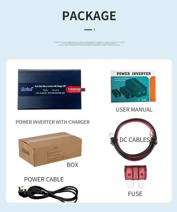DC 12V/24V to AC 110V/220V Pure Sine Wave 1500W Power Inverter with Charger UPS LCD Display detail 8