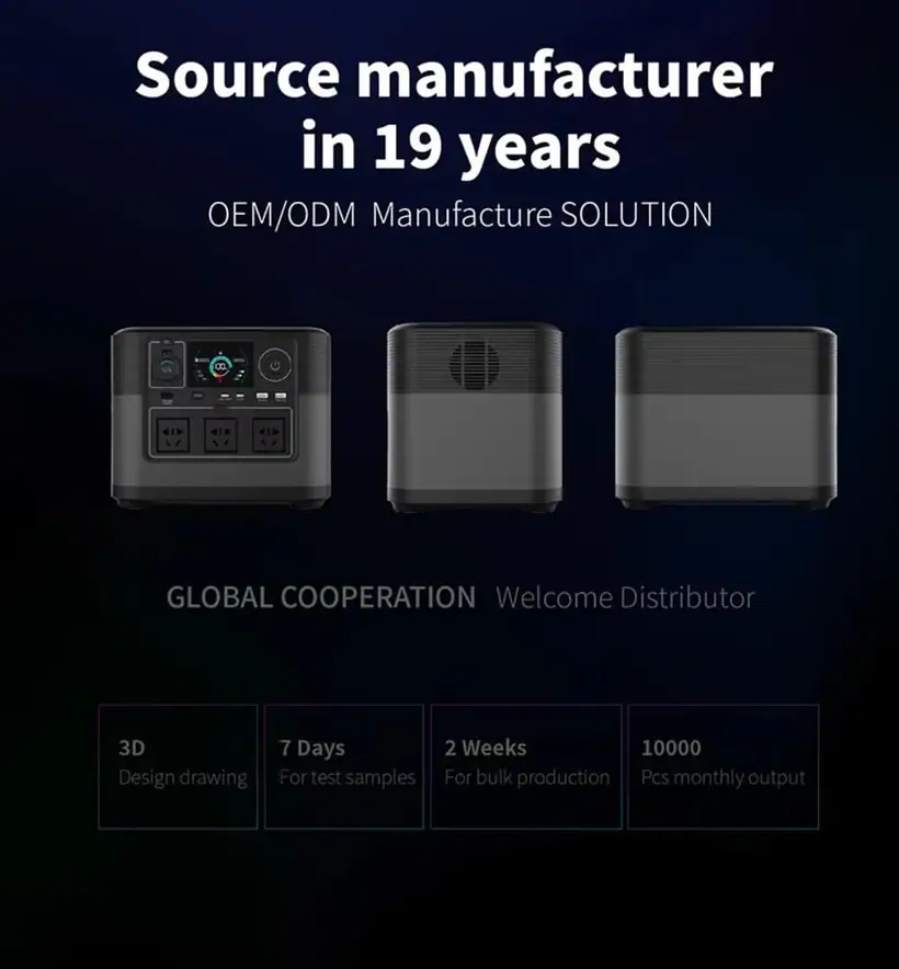 1200W Portable Power Station with PD65W QC3.0 TYPE-C LiFePO4 Battery Solar Power Supply detail 10