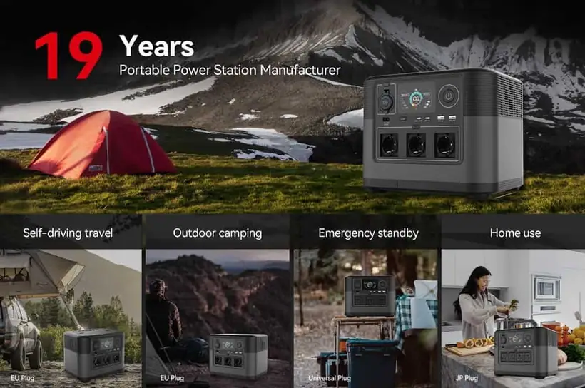 1200W Portable Power Station with PD65W QC3.0 TYPE-C LiFePO4 Battery Solar Power Supply detail 1