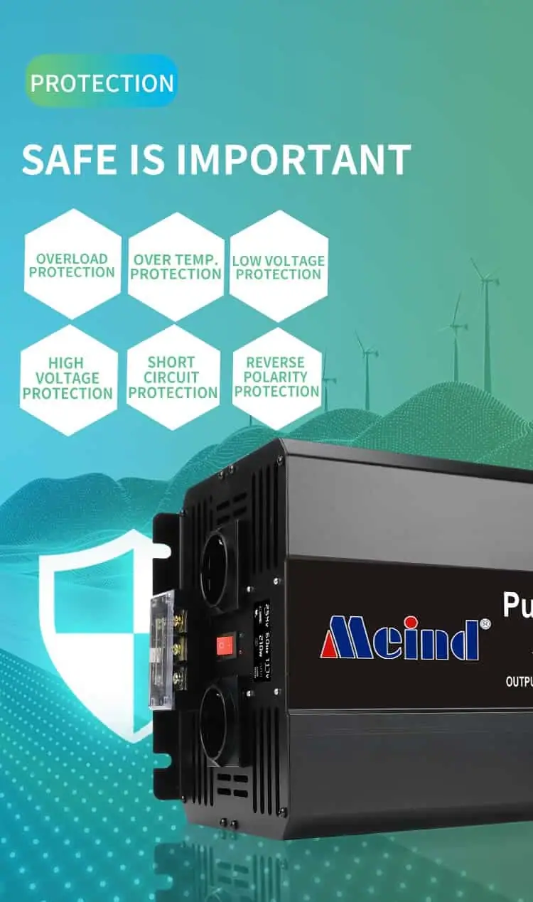 4000W DC 12V/24V/48V to AC 110V/220V Pure Sine Wave Power Inverter for Home with LCD Display detail 4