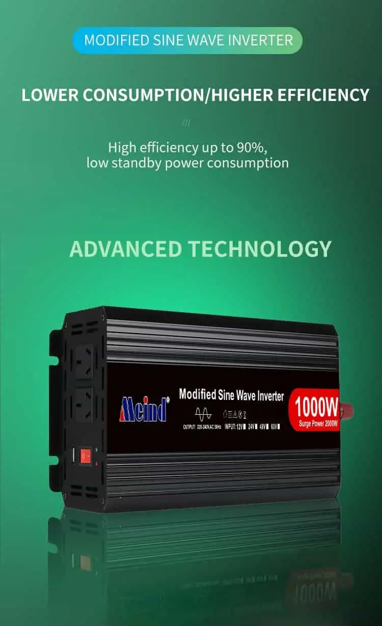 1000W DC 12V/24V/48V to AC 110V/220V Modified Sine Wave Peak 2000W Power Inverter detail 3