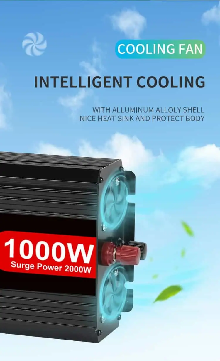 1000W DC 12V/24V/48V to AC 110V/220V Modified Sine Wave Peak 2000W Power Inverter detail 5