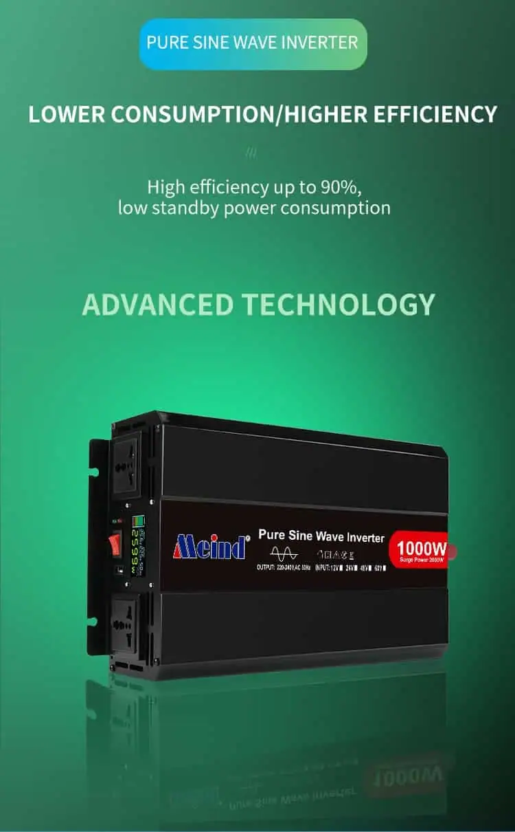 1000W DC 12V/24V/48V to AC 110V/220V Pure Sine Wave Power Inverter with LCD Display detail 3