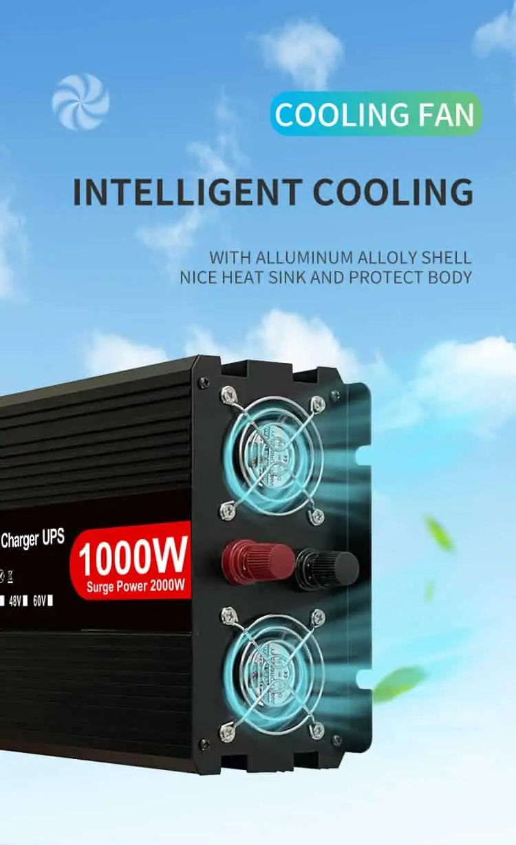 DC 12V/24V to AC 110V/220V Modified Sine Wave 1000W Power Inverter with Charger&UPS LCD Display detail 5