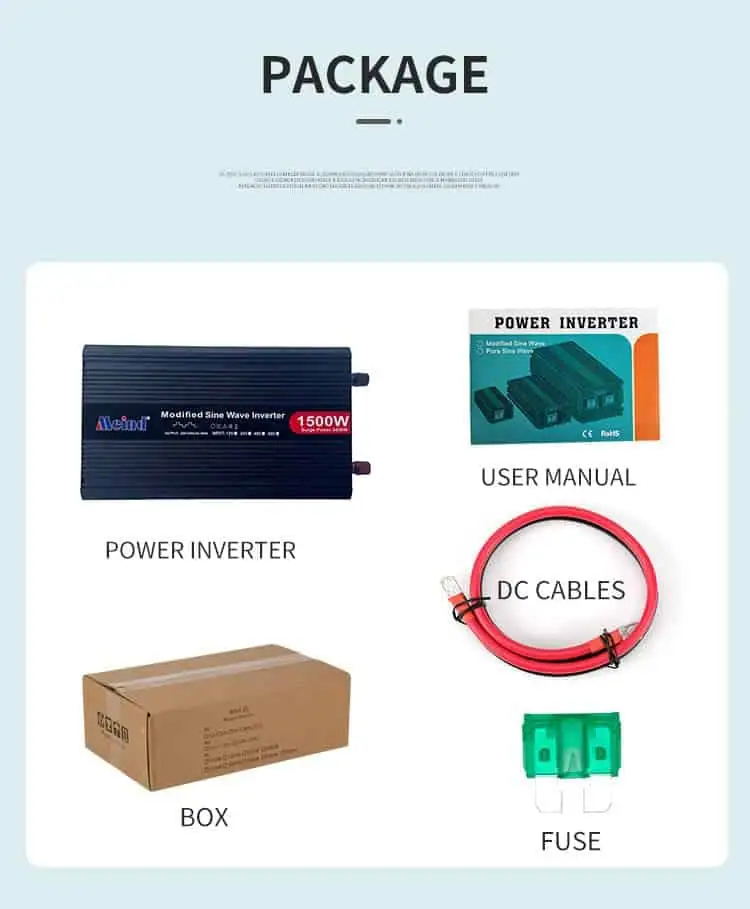 1500 Watt Inverter DC 12V/24V/48V to AC 110V/220V Modified Sine Wave Peak 3000W detail 10