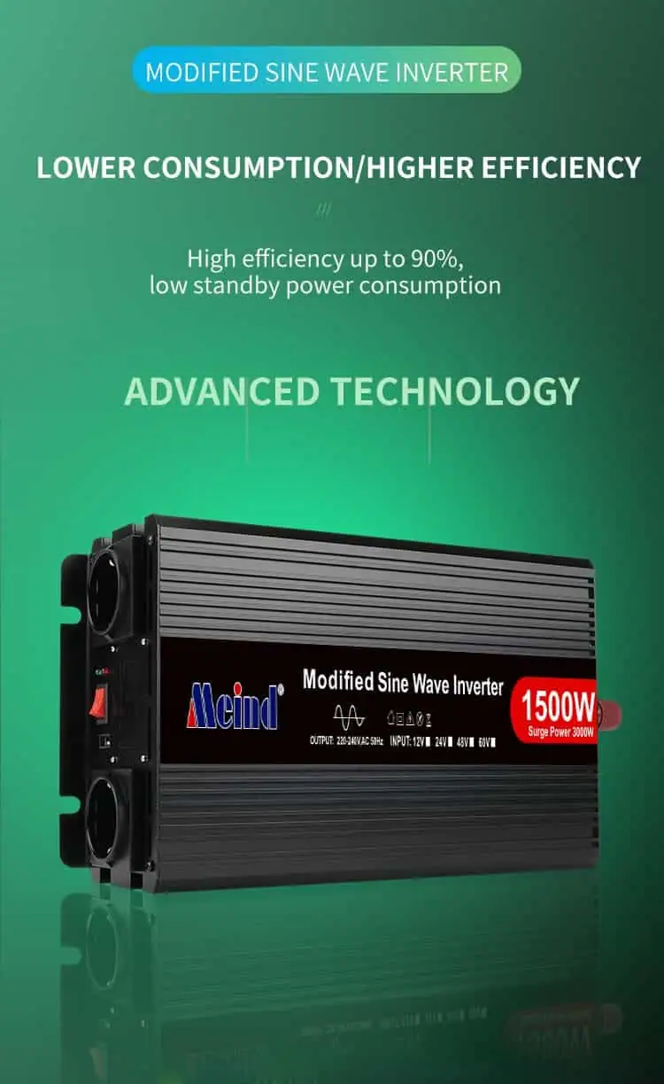 1500 Watt Inverter DC 12V/24V/48V to AC 110V/220V Modified Sine Wave Peak 3000W detail 3