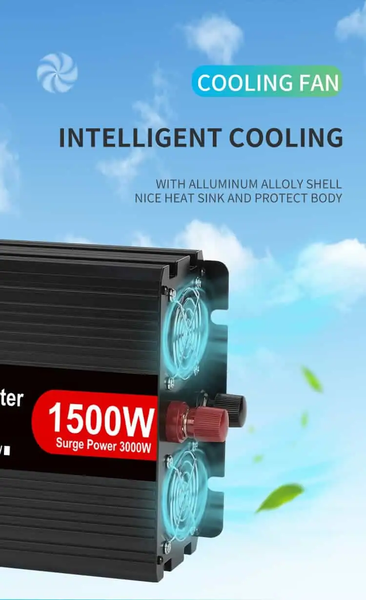 1500 Watt Inverter DC 12V/24V/48V to AC 110V/220V Modified Sine Wave Peak 3000W detail 5