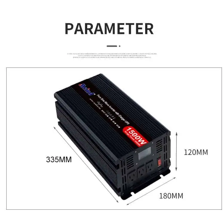 DC 12V/24V to AC 110V/220V Pure Sine Wave 1500W Power Inverter with Charger UPS LCD Display detail 7