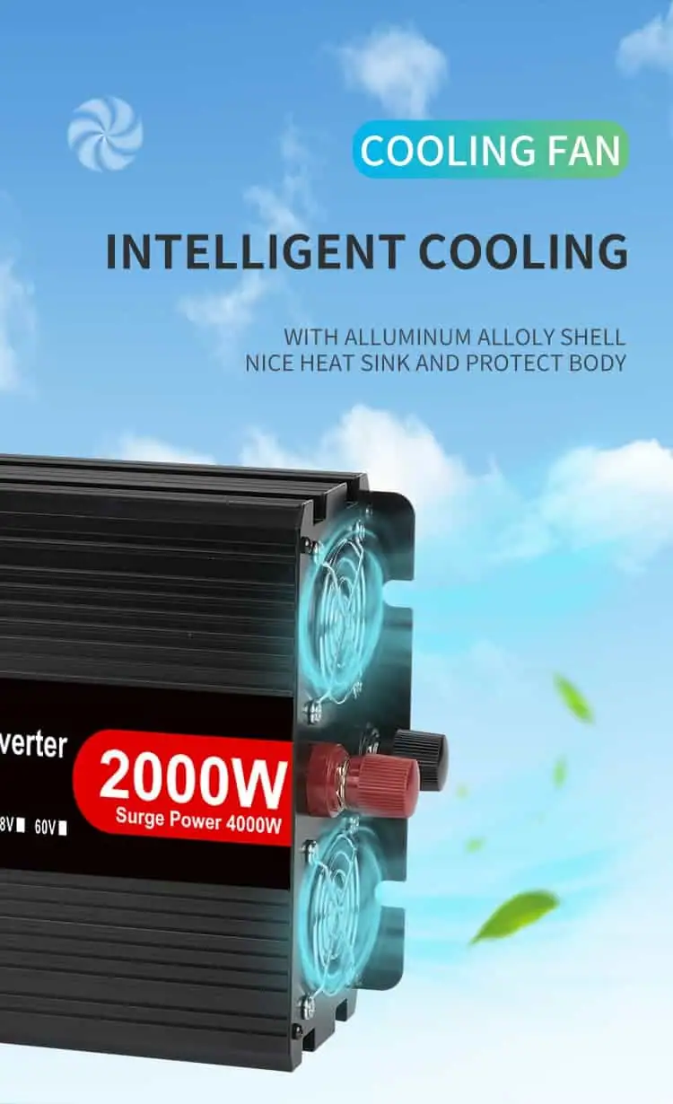 2000W DC 12V/24V/48V to AC 110V/220V Modified Sine Wave Peak 4000W Power Inverter with LCD Display detail 5