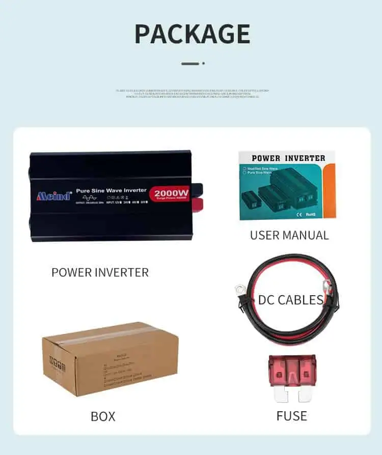 2000W DC 12V/24V/48V to AC 110V/220V Pure Sine Wave Power Inverter for Home with LCD Display detail 9
