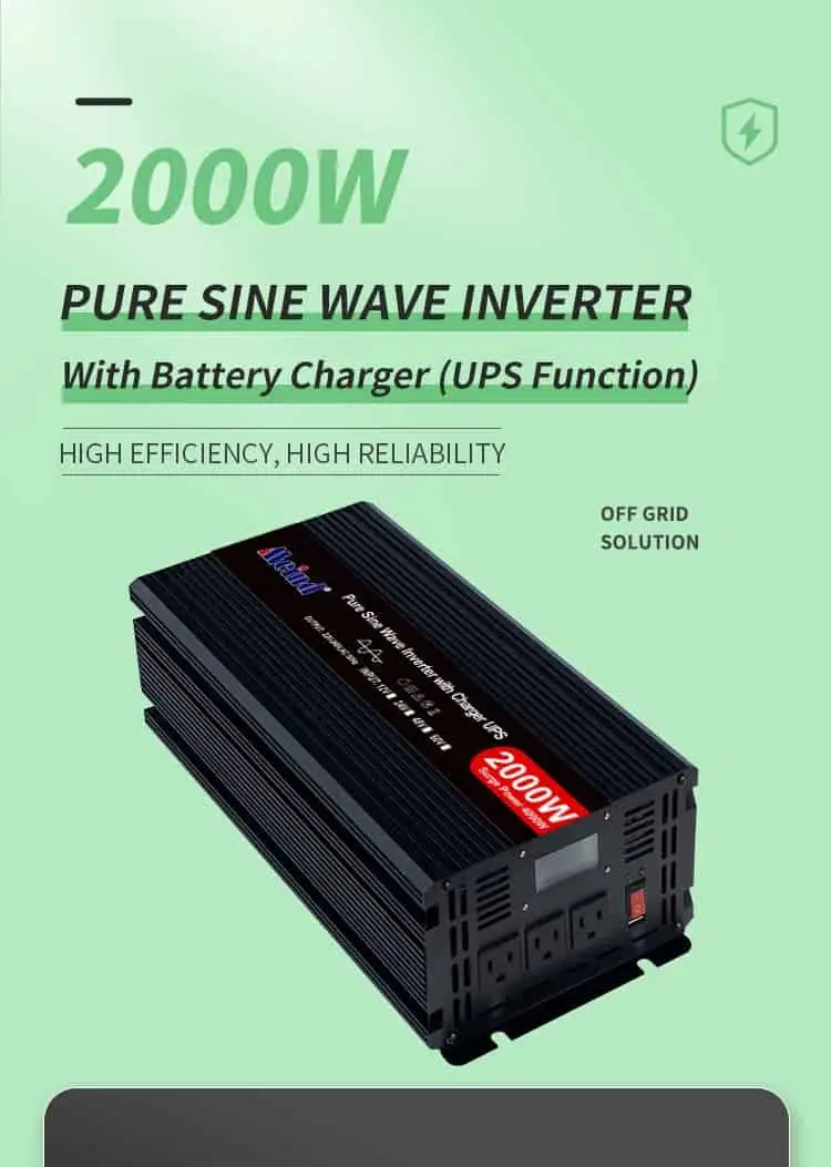 DC 12V/24V to AC 110V/220V Pure Sine Wave 2000W Power Inverter with Charger UPS LCD Display detail 1