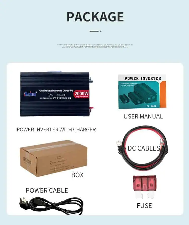 DC 12V/24V to AC 110V/220V Pure Sine Wave 2000W Power Inverter with Charger UPS LCD Display detail 9