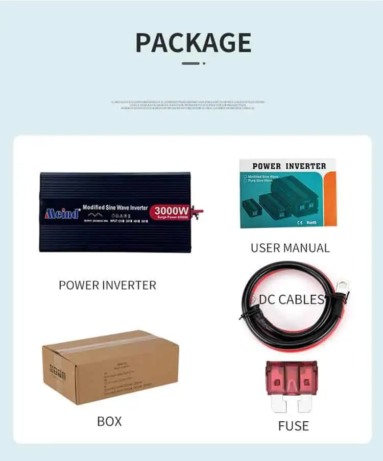 DC 12V/24V to AC 110V/220V Modified Sine Wave 3000W Power Inverter with LCD Display detail 10