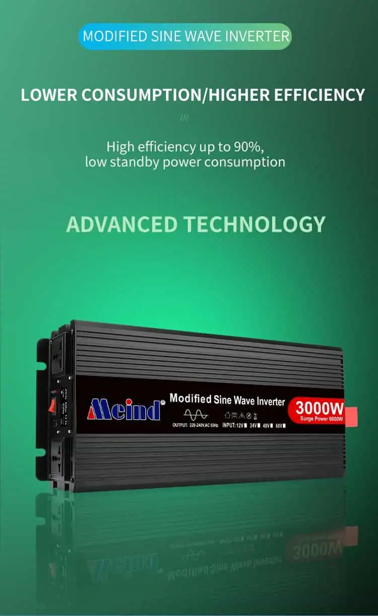 DC 12V/24V to AC 110V/220V Modified Sine Wave 3000W Power Inverter with LCD Display detail 3