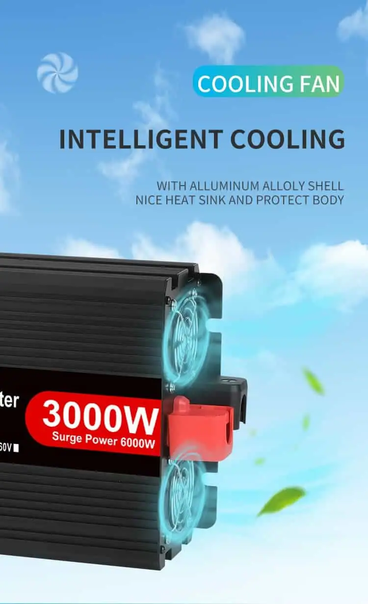 DC 12V/24V to AC 110V/220V Modified Sine Wave 3000W Power Inverter with LCD Display detail 5